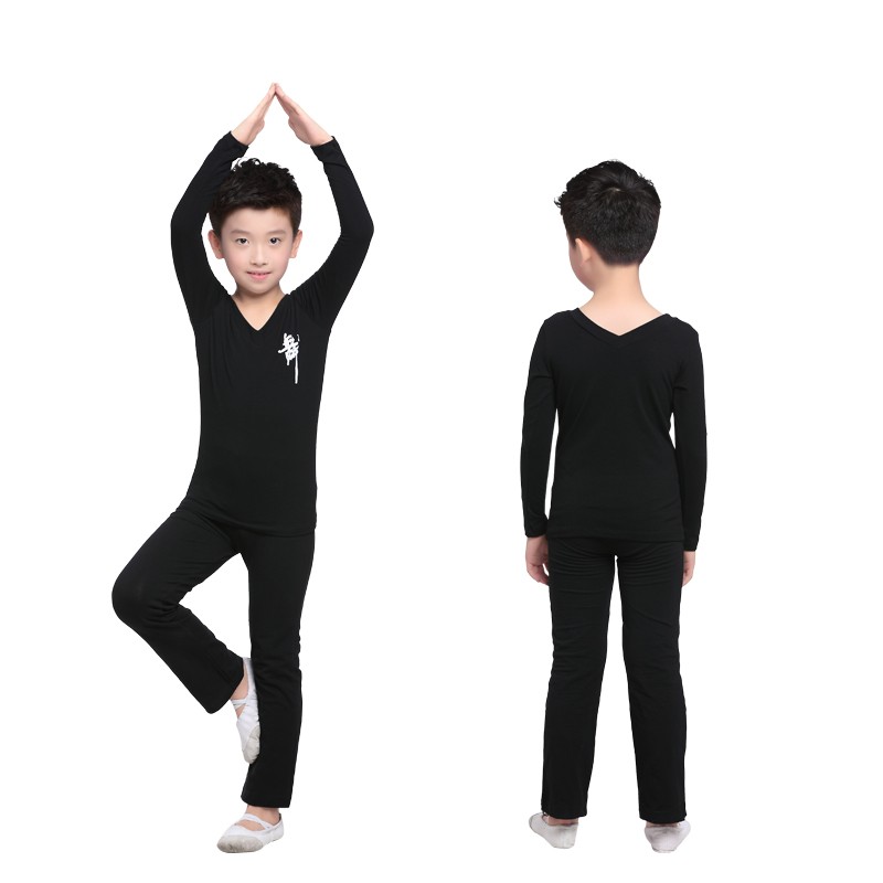 速发男童舞功服秋冬长袖练蹈服套装拉丁舞服形体跳国服儿童中舞舞