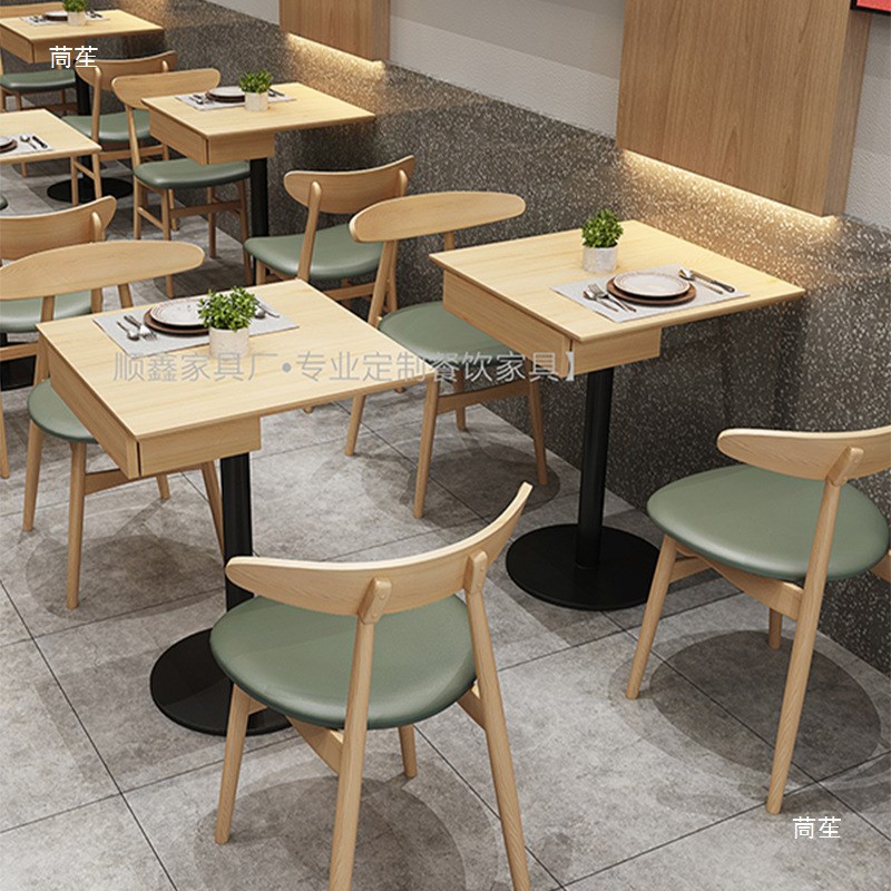 速发主题西茶厅餐饮奶茶饭6椅子实木701店软包靠背商用凳子