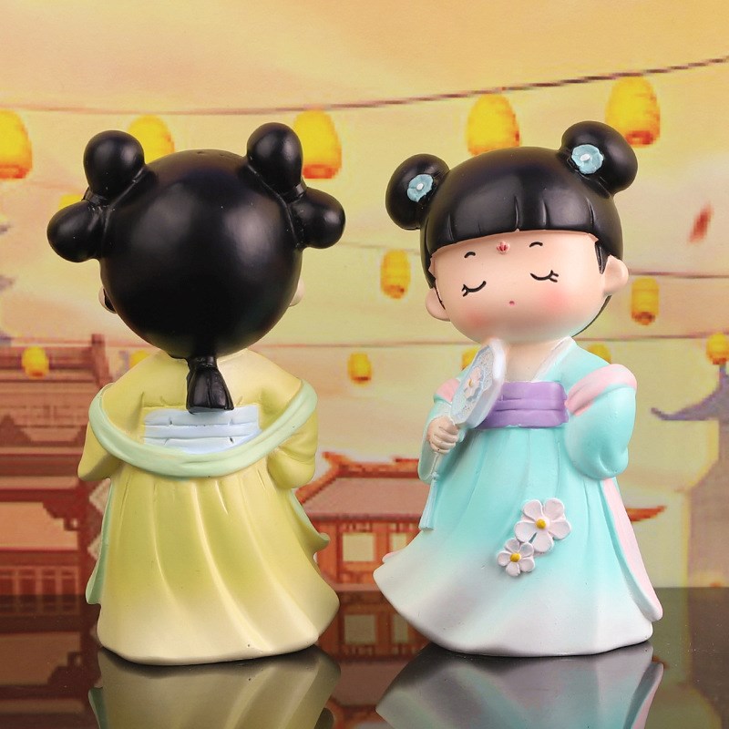 速发新款古风娃娃汉服孩桌脂送面摆件可爱唐仕树同学生日礼物