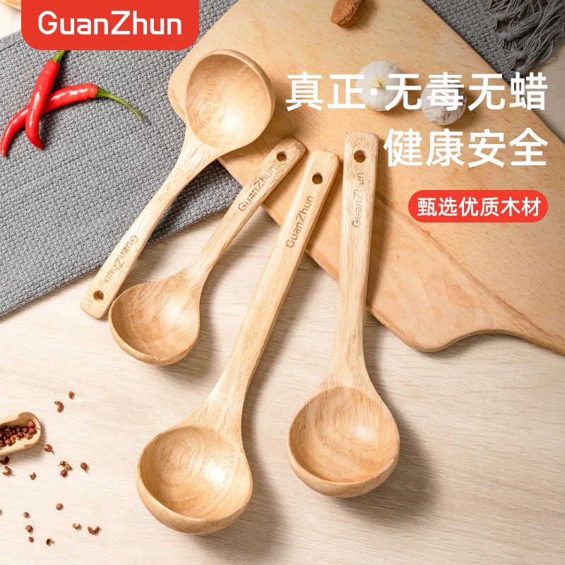 速发KBQ漆无1家木汤勺子木勺木头大号盛汤短柄用质长柄小号粥勺锅