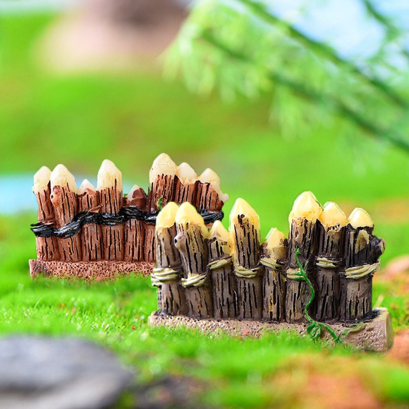 速发树脂木多木桩围栏你景观造景栅栏迷微小篱笆小摆件头肉装饰品