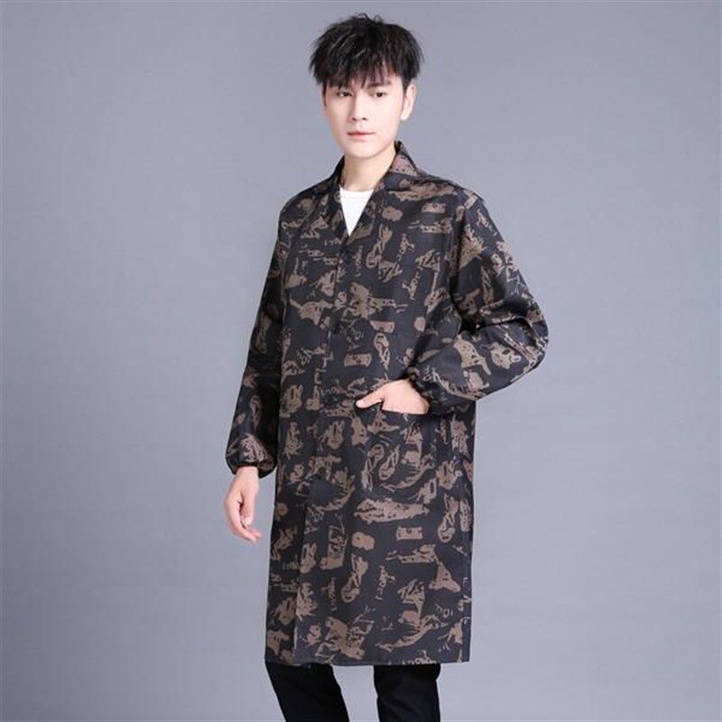 速发劳保蓝大褂工作服男劳保服罩气防尘服衣衣围裙长袖外透男罩衣
