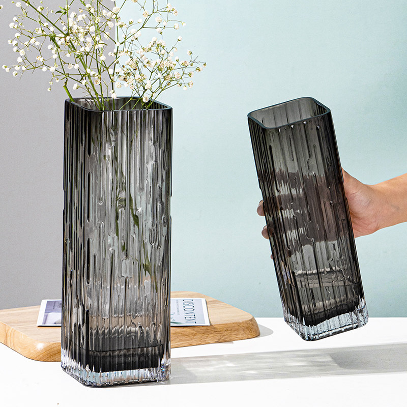 速发风轻玻简约花瓶摆件奢璃透明水养插花客厅餐桌装饰品
