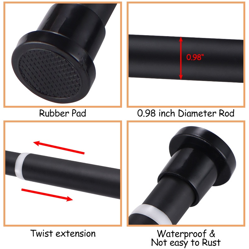 25mm不锈钢免打孔浴帘多功能伸缩杆卫生间窗帘杆浴帘门帘撑杆