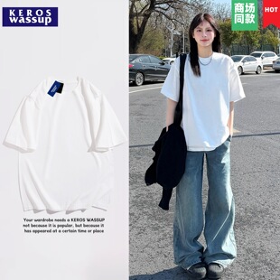 cleanfit短袖黑色男款潮牌内搭210g重磅纯棉t恤二本针小领口半袖