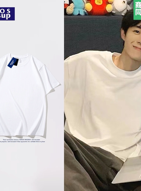 99元6件宽松白色短袖T恤男士潮流百搭夏季透气休闲上衣潮牌半袖