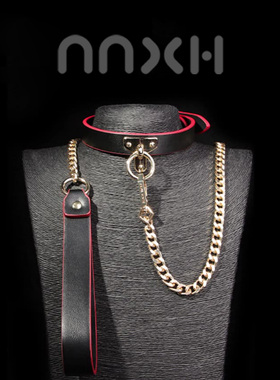 NNXH项圈女铃铛饰品脖链男朋友颈带女士项链真皮牵引链套装