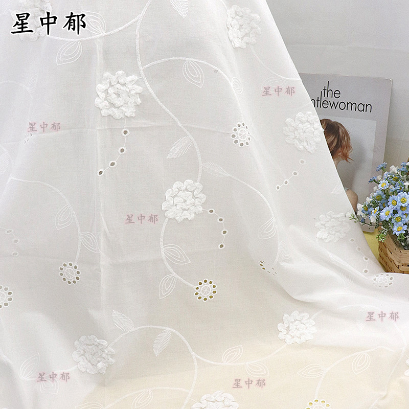 全棉小花立体面料家纺绣花布料连衣裙女装童装蕾丝花边辅料现货,纺织面料/辅料/配套,面料/布类,淘宝优惠券,粉丝福利购,淘宝优惠卷