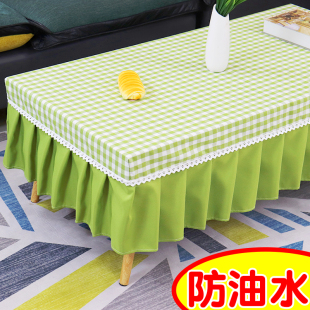 防水防油茶几套罩长方形餐桌布桌子防尘套简约格子学生课桌布套罩