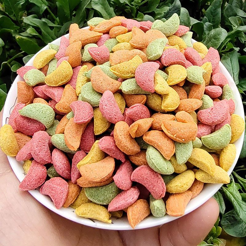 兔子磨牙零食仓鼠兔子豚鼠龙猫膨化型蔬果彩色半月牙猪猫500g克