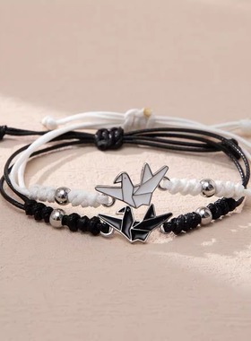 千纸鹤情侣手链一对编织手绳闺蜜