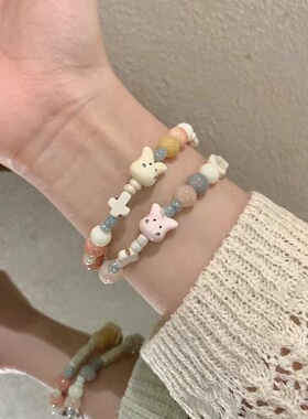 简约高级马卡龙陶瓷猫咪手链闺蜜
