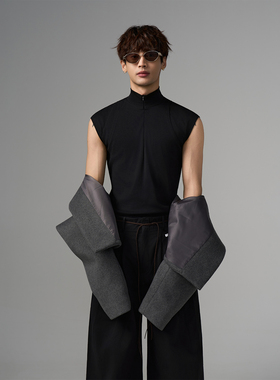 INSOMNIA失眠者原创德绒质感拉链开衫纯色内搭半高领无袖打底背心