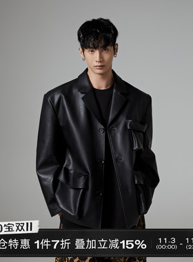 INSOMNIA失眠者【清仓】小众翻领简约高级感口袋西装皮衣外套男女
