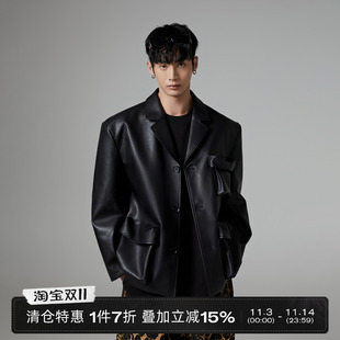 皮衣外套男女 小众翻领简约高级感口袋西装 INSOMNIA失眠者 清仓