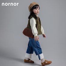 秋冬季 NORNOR 羊羔毛棉马甲儿童加绒保暖外套背心 女童秋装