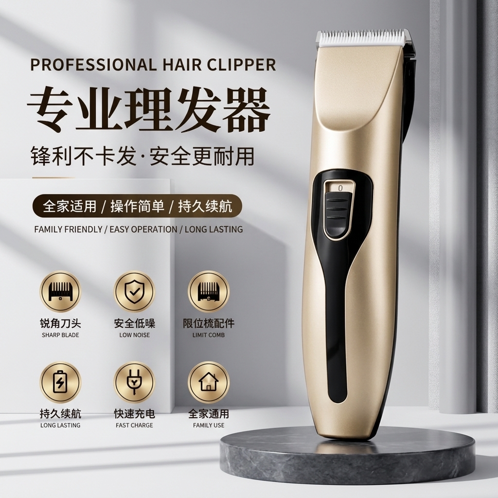 【正品】专业理发器充电式家用全家人通用锋利不卡发持久续航便携