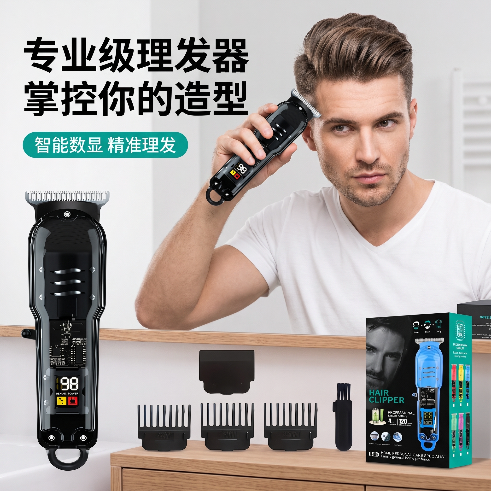 专业级理发器男士智能数显精准理发电动剃须刀家用套装图片