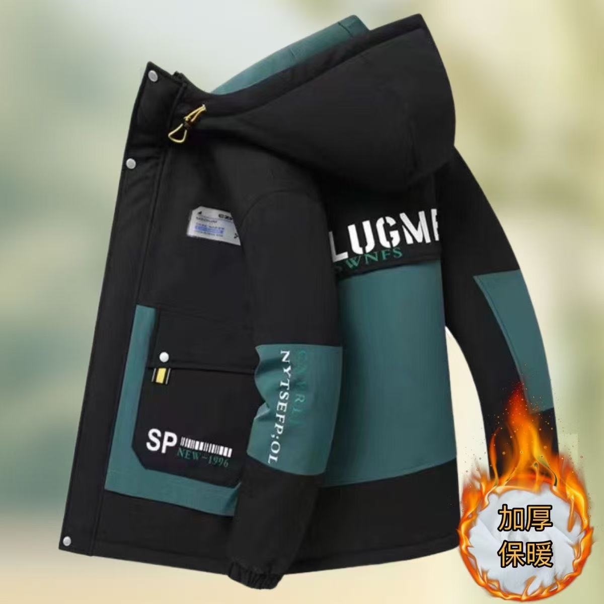 男冬款加绒加厚男士棉袄青少年工装连帽棉衣时尚夹克外套 男冬款加绒加厚男士棉袄青少年工装连帽棉衣时尚夹克外套