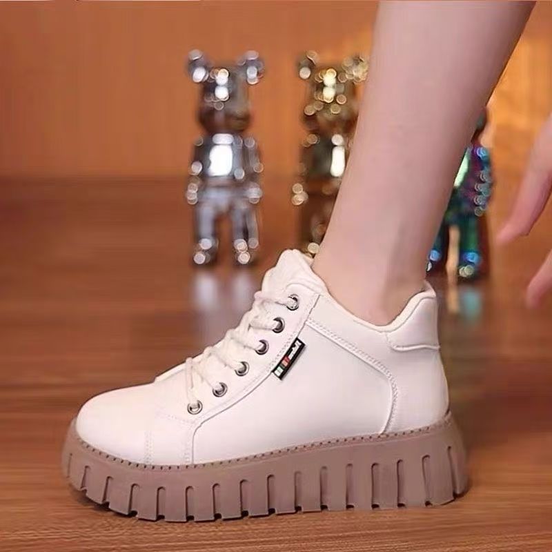 断码特价皮面短靴厚底休闲马丁靴女保暖百搭运动防滑加绒高帮鞋子