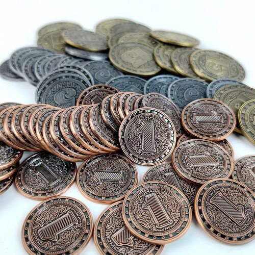 工业革命桌游卡牌益智游戏币金属代币筹码电镀锌合金虚拟货币钢镚