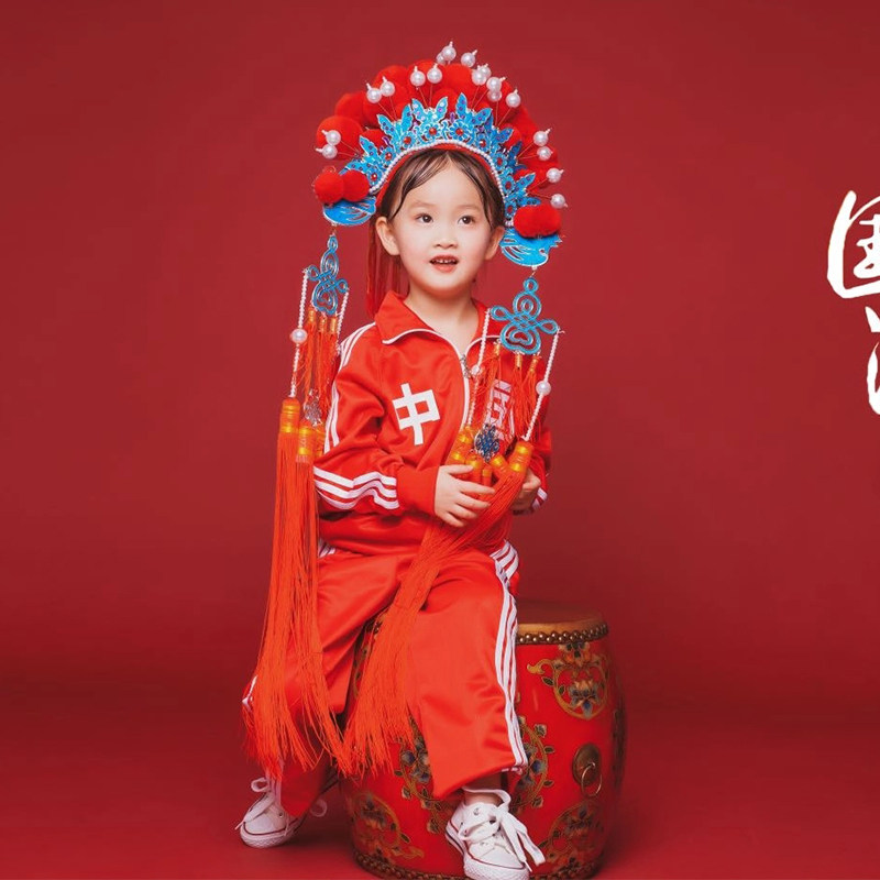 现货速发影楼儿童摄影服装宝贝戏服国潮戏曲古装喜剧拍照主题服装