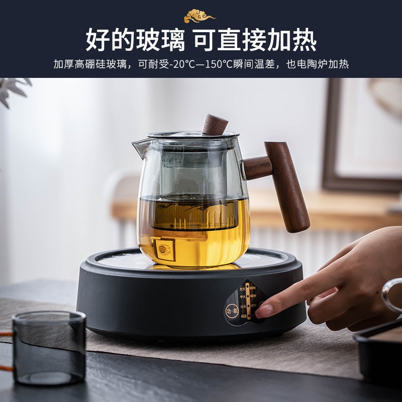 现货速发瓷牌茗玻璃茶壶单壶家用耐高温沏煮茶器电陶炉茶具套装花