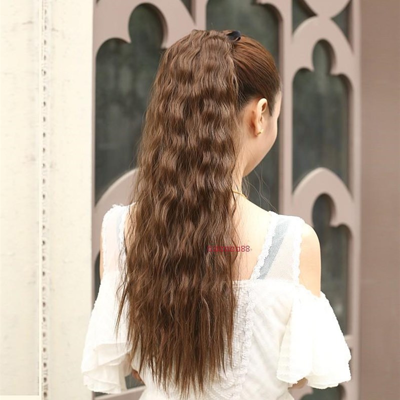 现货速发l实真马尾 长卷发 绑 式蓬松玉米烫须拍马尾假发绑式发马