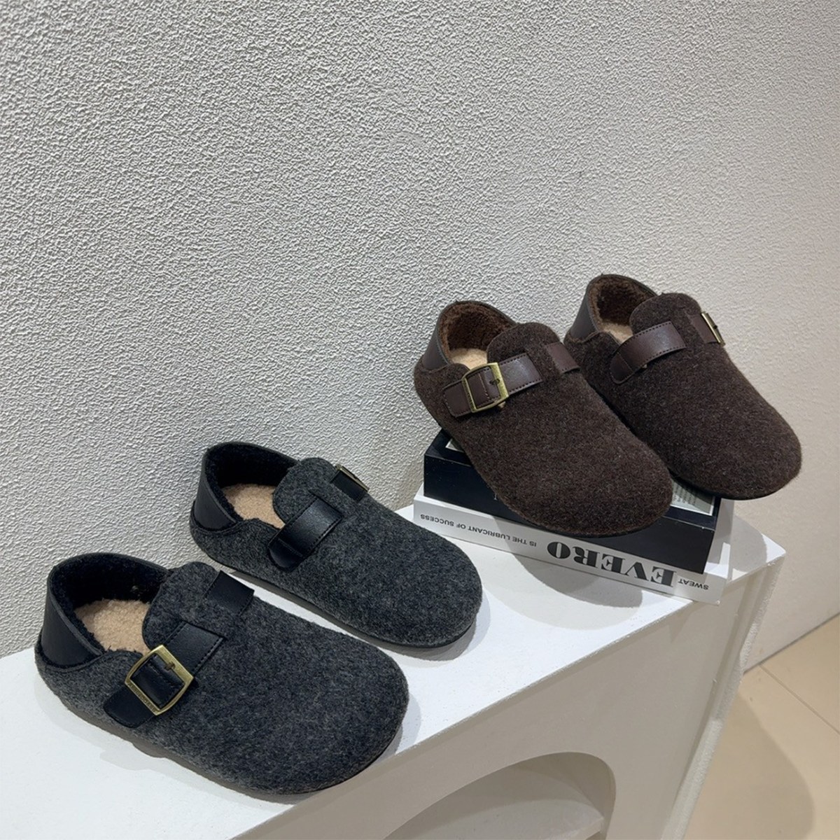 休闲舒适勃肯棉鞋女2025新款秋冬季灰色复古百搭懒人一脚蹬豆豆鞋,女鞋,棉鞋,淘宝优惠券,粉丝福利购,淘宝优惠卷