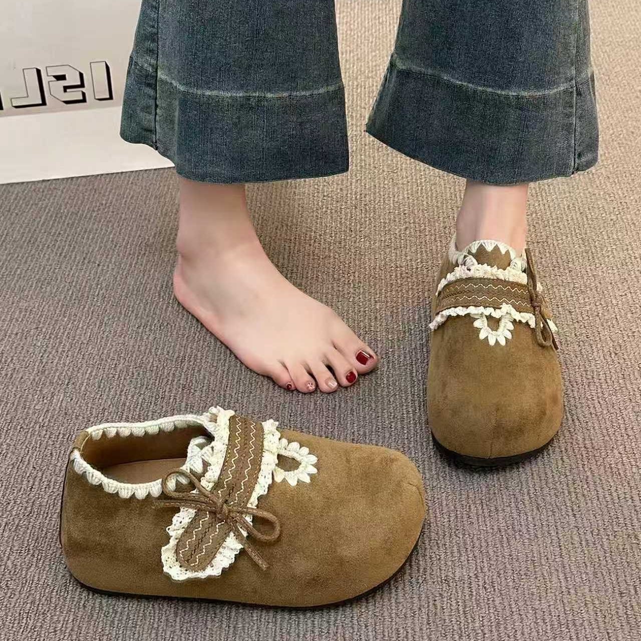 复古百搭浅口单鞋女外穿2026年春季新款休闲舒适魔术贴勃肯乐福鞋,女鞋,浅口单鞋,淘宝优惠券,粉丝福利购,淘宝优惠卷