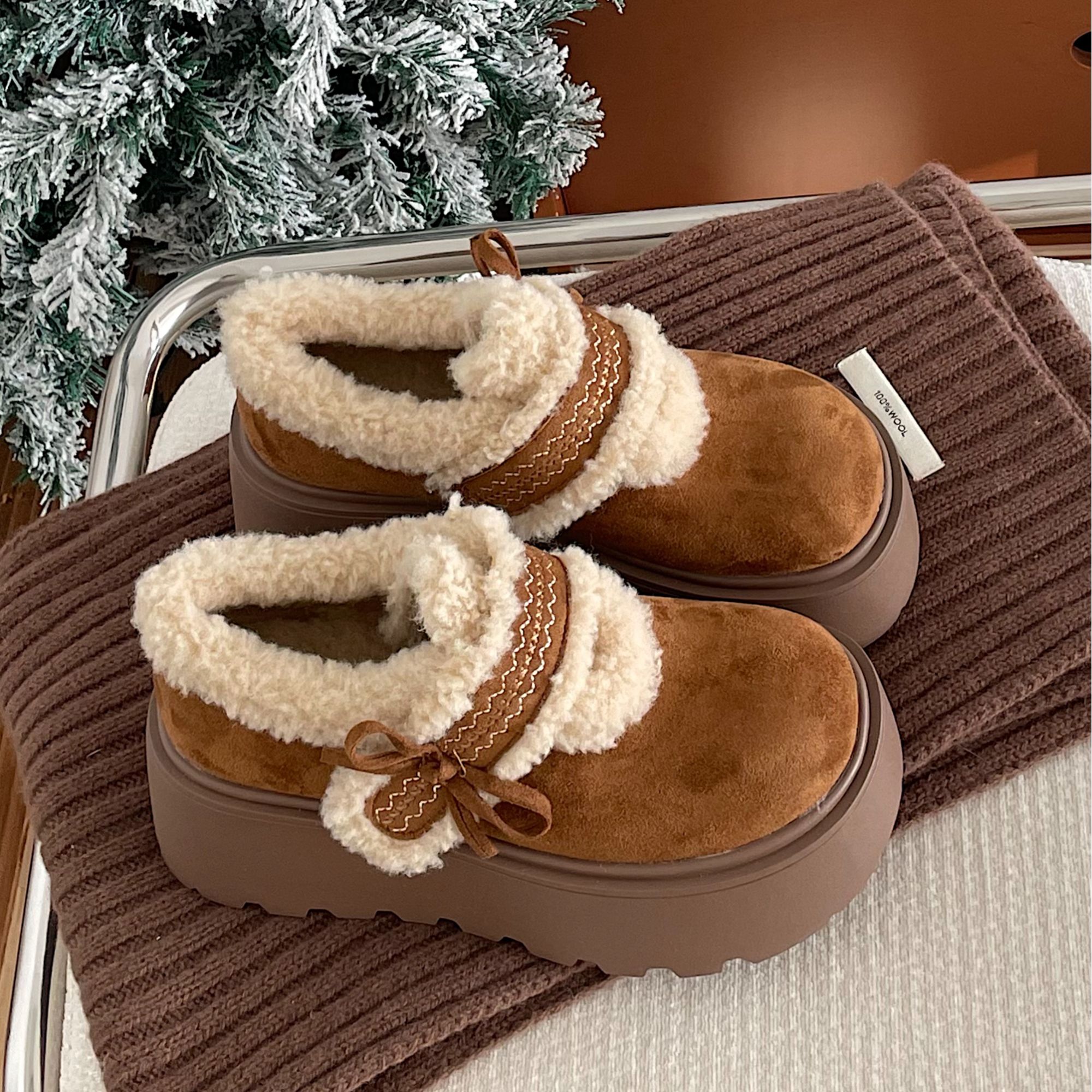 厚底增高雪地棉鞋女2025