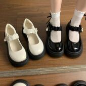 厚底增高玛丽珍小皮鞋 配裙子圆头珍珠粗跟jk鞋 女2025年新款 春秋季