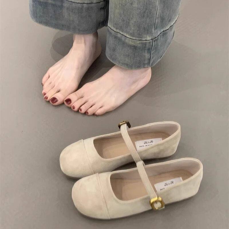 法式复古浅口单鞋女2025年春夏季新款配裙子玛丽珍女鞋平底豆豆鞋