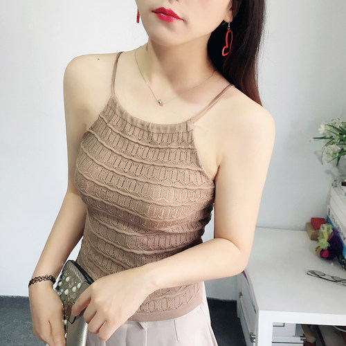 内搭镂空花纹小吊带chic风