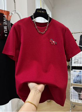 泰欲了啊！！韩版气质马年新年喜庆红色短袖T恤2026夏季新款百搭