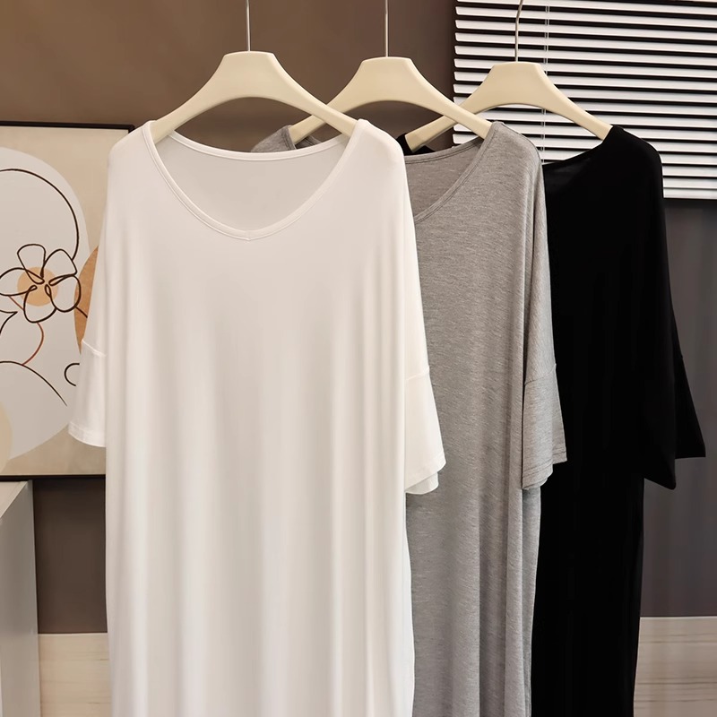 女夏新款慵懒风宽松睡衣连衣裙