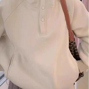 随便搭都好看~加绒加厚连帽卫衣外套女秋冬宽松显瘦遮肚百搭长袖