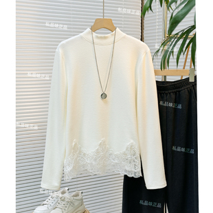 蕾丝拼接上衣女 新款 广州十三行女装 自发热加厚德绒2025年冬季