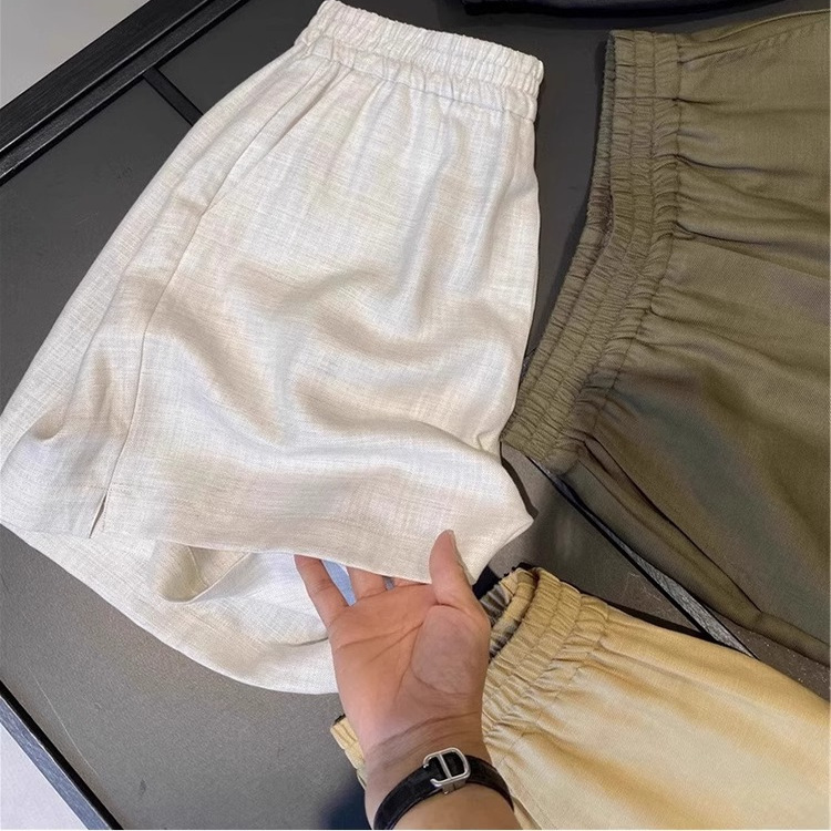 薄款简约高腰宽松五分阔腿裤ins