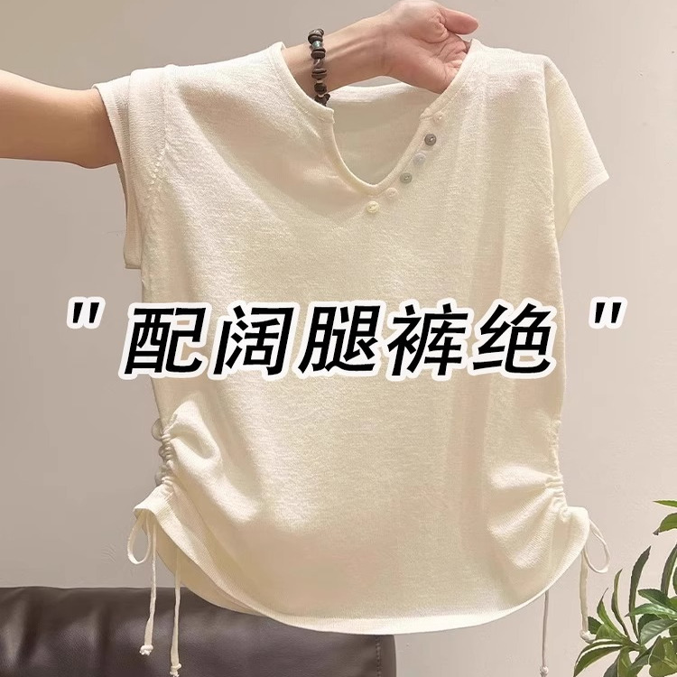 抽绳褶皱收腰显瘦短款上衣