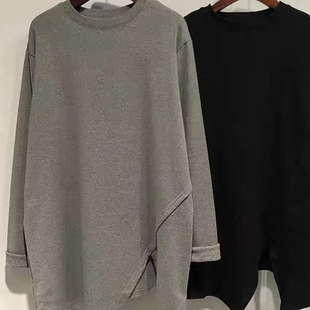 宽松长袖 广州十三行女装 女秋冬新款 打底衫 T恤上衣 不规则中长款