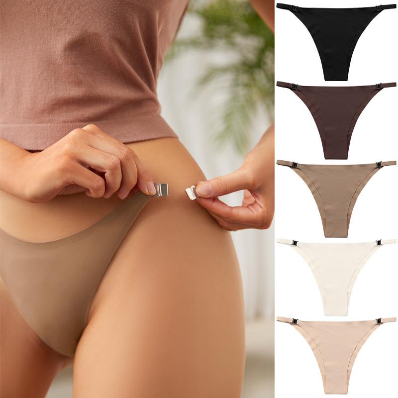 Metal buckle non-take-off thin seamless ice silk underwear