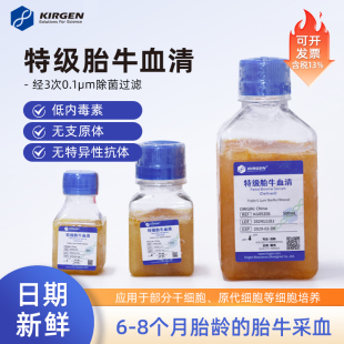 细胞培养用血清 科进Kirgen 胎牛血清 低内毒素 无支原体胎牛血清
