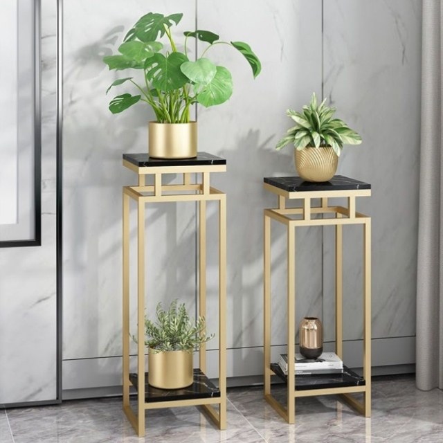 金属大理石轻奢室内客厅落地简约阳台花架新置物架中式花架子玄关,收纳整理,阳台置物架,淘宝优惠券,粉丝福利购,淘宝优惠卷