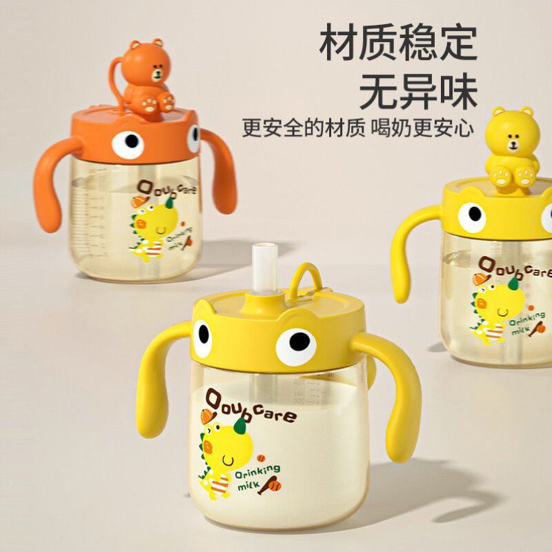 喝奶杯学饮以上牛奶呛-水杯宝宝21岁奶瓶3PPSU摔防儿童杯防吸管-