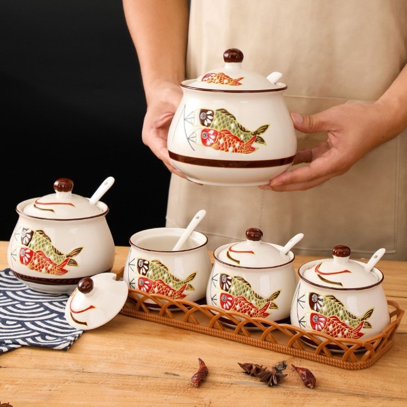 油罐5大容量带盖储存盐罐小斤清新猪酱神器家用家用油罐食品装猪