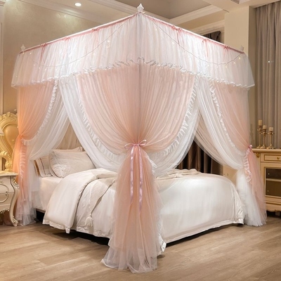 蚊帐双层蚊帐1.5三风不锈钢加密家用开门公主宫廷支架床蚊帐新款