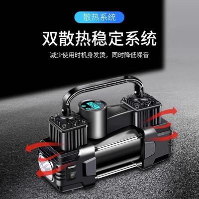 车载充气泵打气泵汽车用便携式轮胎打气筒小轿车用双缸电动加气泵