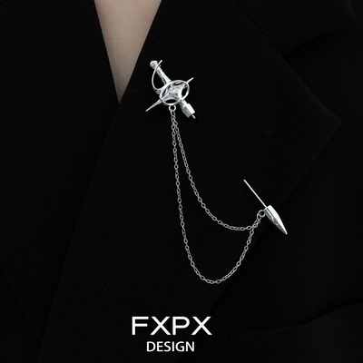 FXPX 原创四芒星剑胸针小众高级感配饰甜酷风西装服饰配件