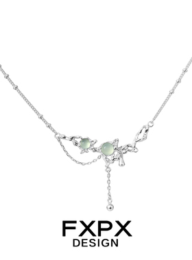 FXPX纯银新中式项链女清冷感冷淡风锁骨链小众设计高级感国风吊坠